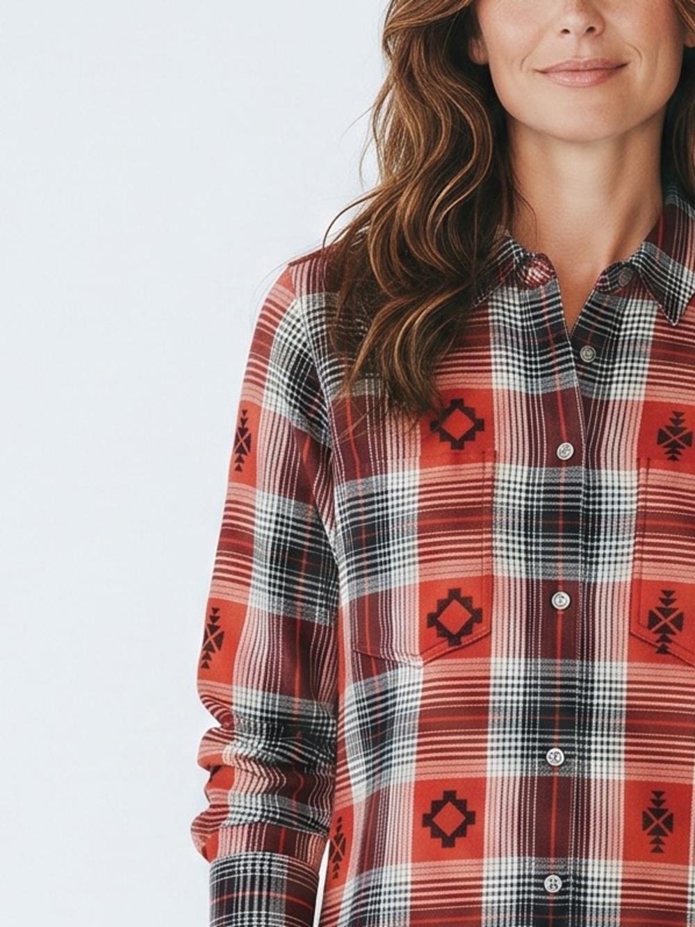 Ariat "Etna" Embroidered Aztec Plaid Flannel Button-Up Shirt Women’s Size Small - Picture 8 of 8